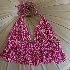Women’s pink cheetah crop top